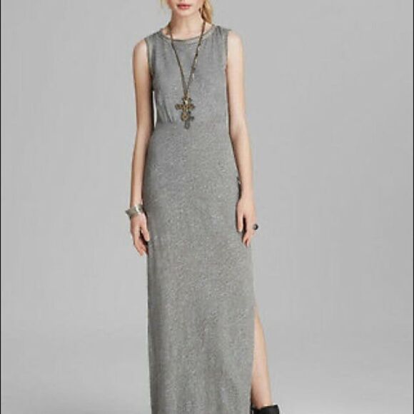 FREE PEOPLE Sleeveless Open Back Maxi Dress Grey XS - Picture 12 of 12